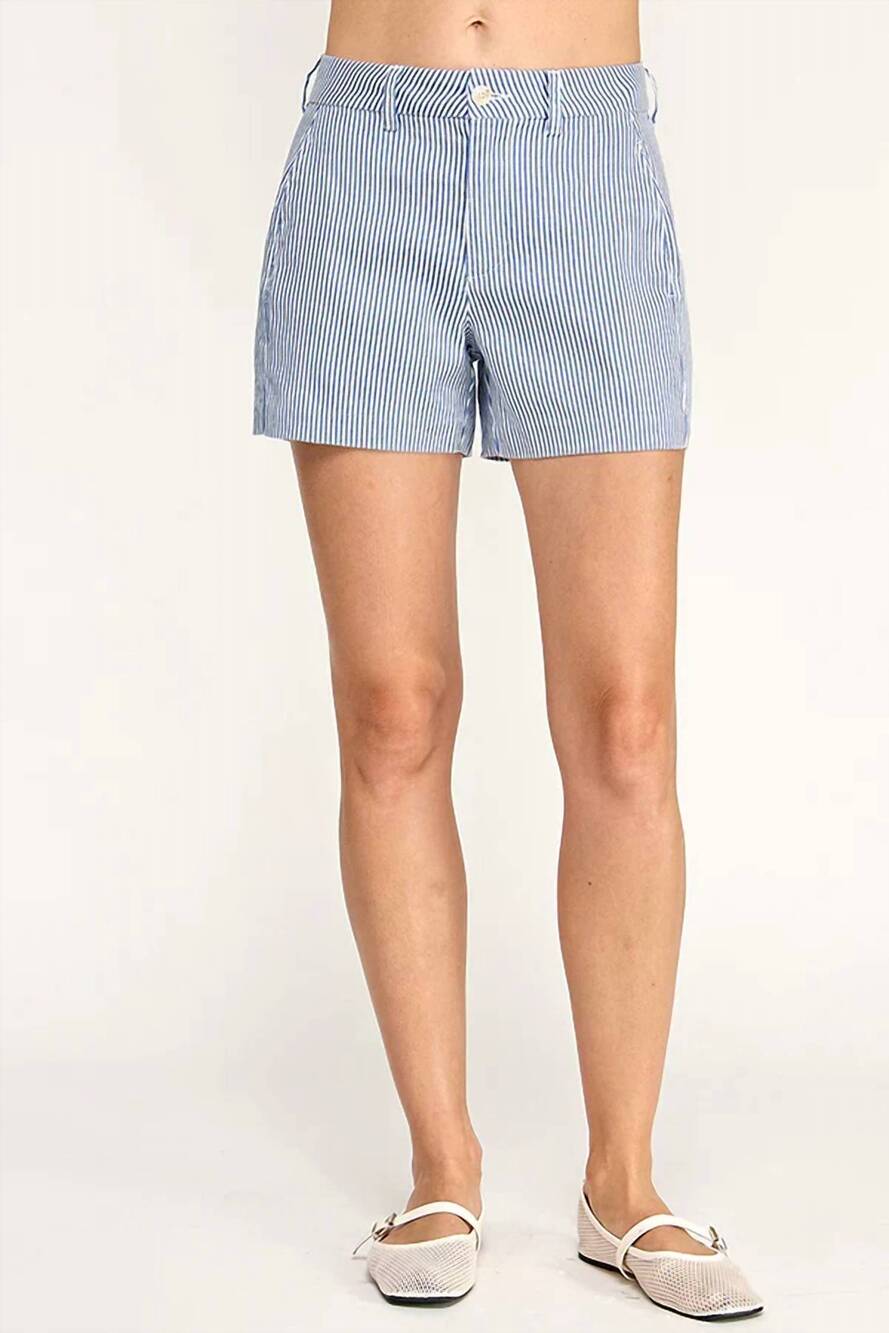 NEW LEVEL99 evie side welt short in french blue stripe